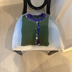 Green and Purple Embellished Women's sweater